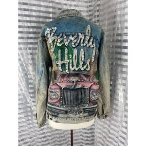 Vintage Aviation USA Team Distressed Studded Hollywood Jean Jacket
